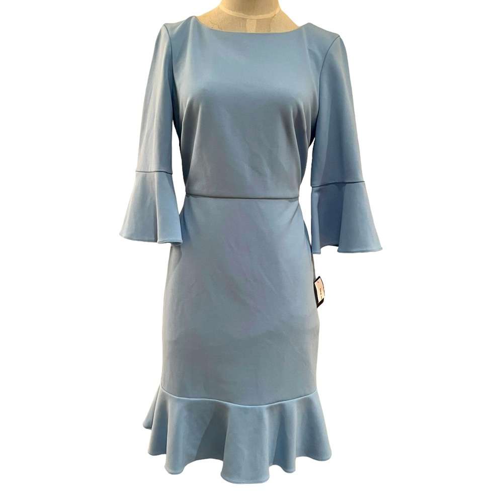 NWT Nine West Sky Blue 3/4 Flutter Sleeve Dress Size 4